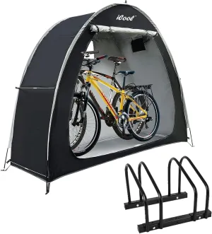 iCool Bikes Floor Bike Stand and Outdoor Bike Covers Storage Shed Tent