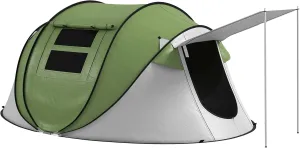 Instant Camping Tent with Porch, 2-3 Person, Waterproof, Setup in 30 Seconds, Green