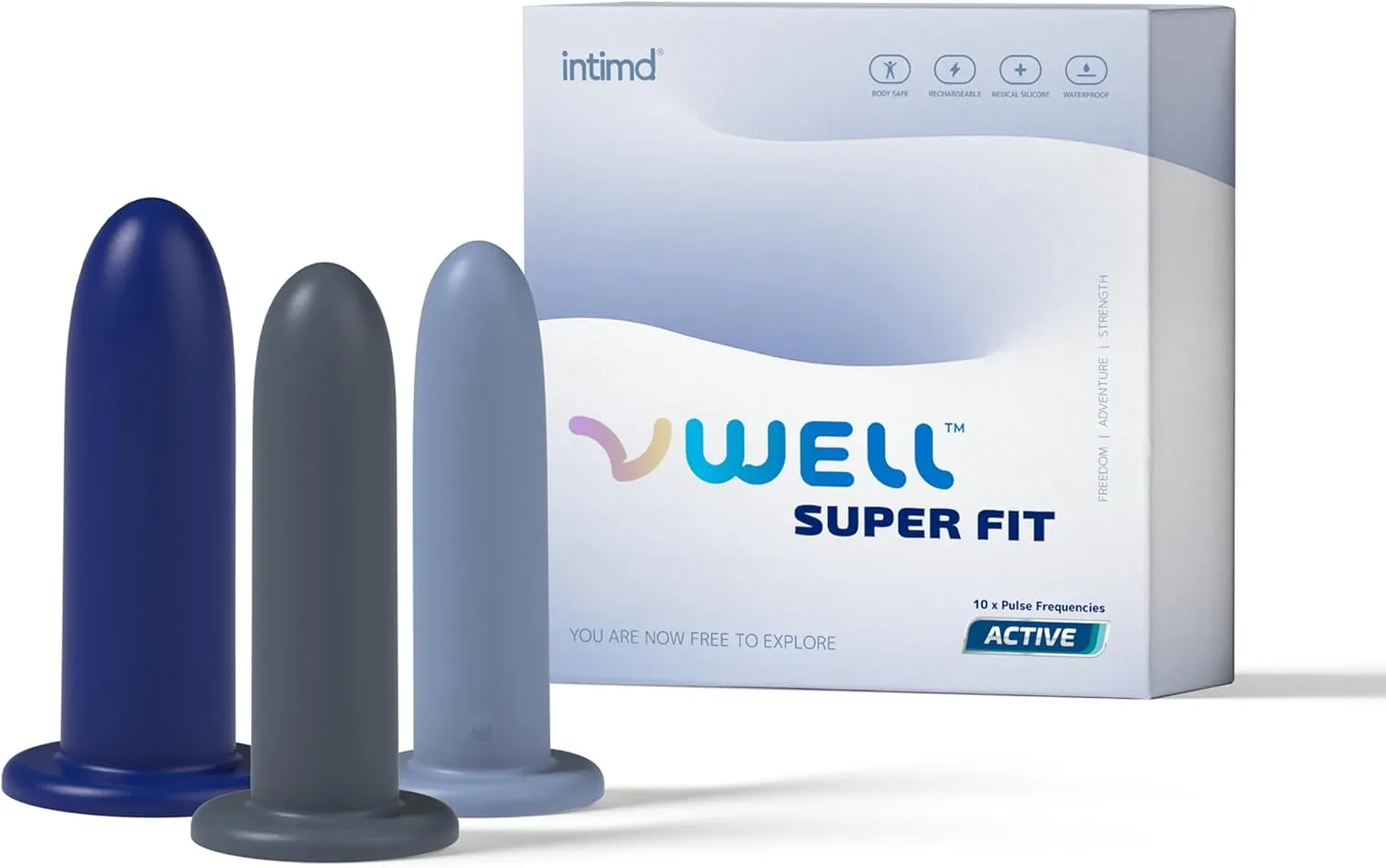 IntiMD VWELL Super Fit Extra Large XL Wands Set Hands-Free Suction Tapered Medical Silicone with Active Technology (3 Kit System)