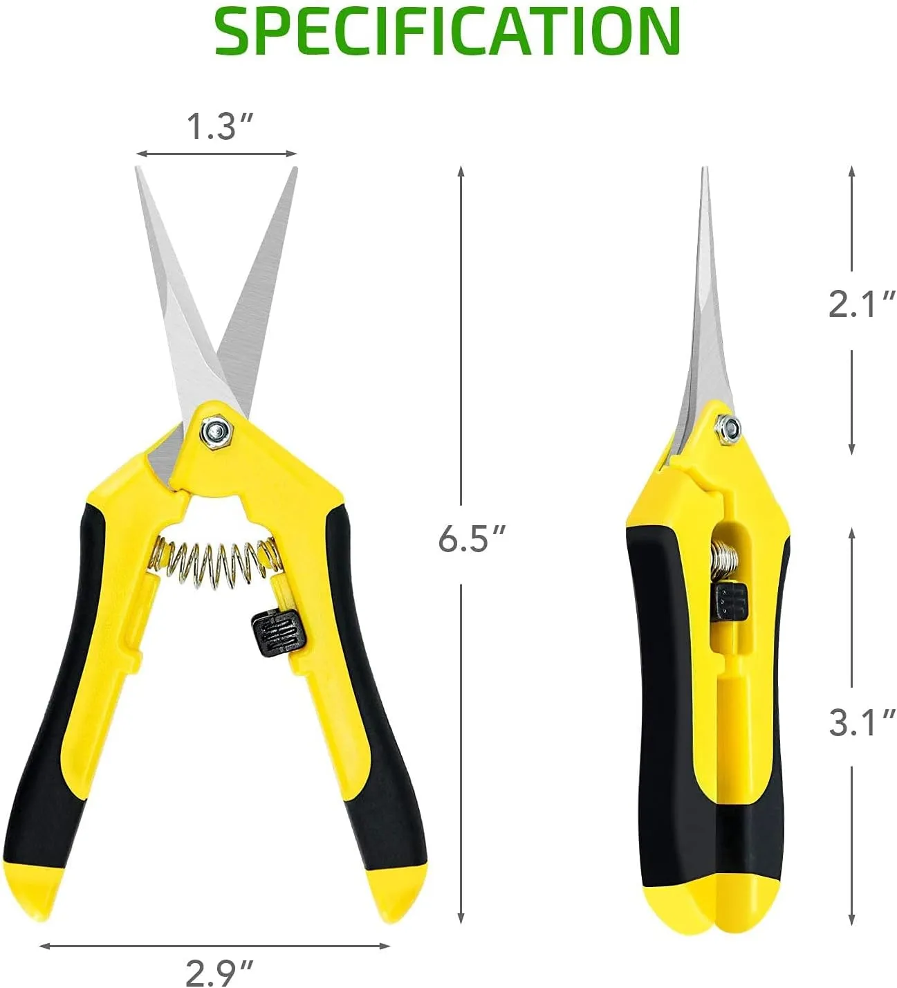iPower 6.5 Inch Gardening Scissors Hand Pruner Pruning Shear for Gardening and Trimming, Heavy-Duty, Ultra Sharp Stainless Steel, Yellow, 10-Pack