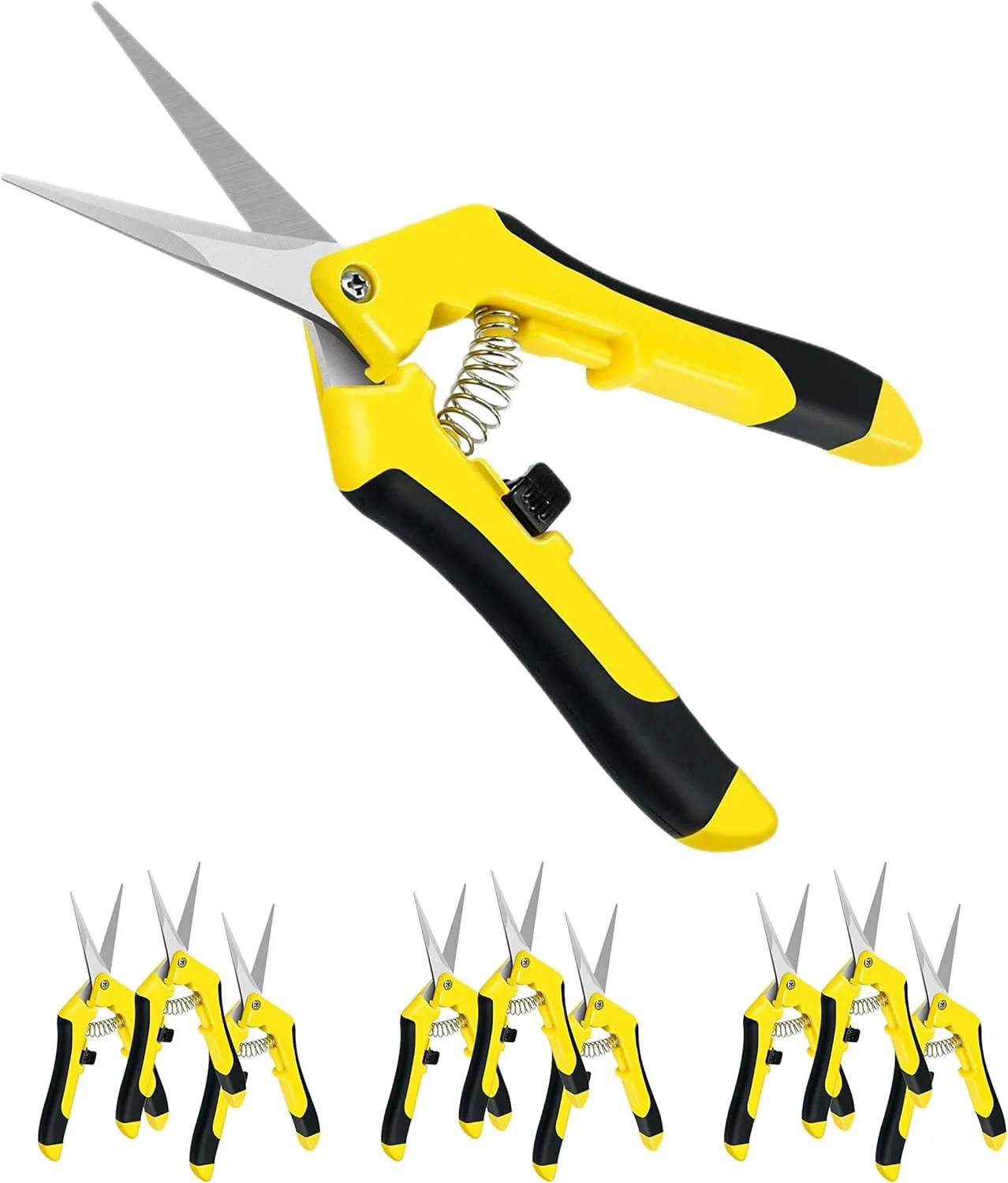 iPower 6.5 Inch Gardening Scissors Hand Pruner Pruning Shear for Gardening and Trimming, Heavy-Duty, Ultra Sharp Stainless Steel, Yellow, 10-Pack