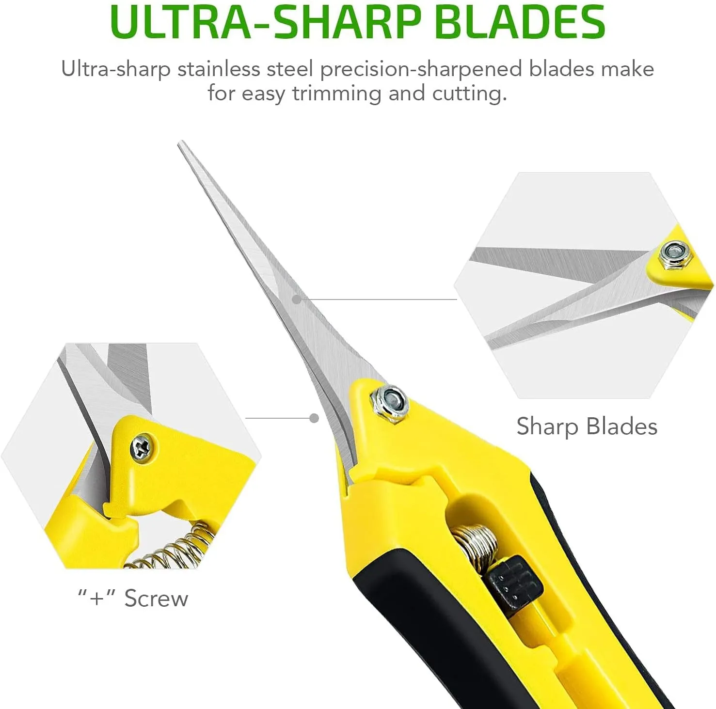 iPower 6.5 Inch Gardening Scissors Hand Pruner Pruning Shear for Gardening and Trimming, Heavy-Duty, Ultra Sharp Stainless Steel, Yellow, 10-Pack