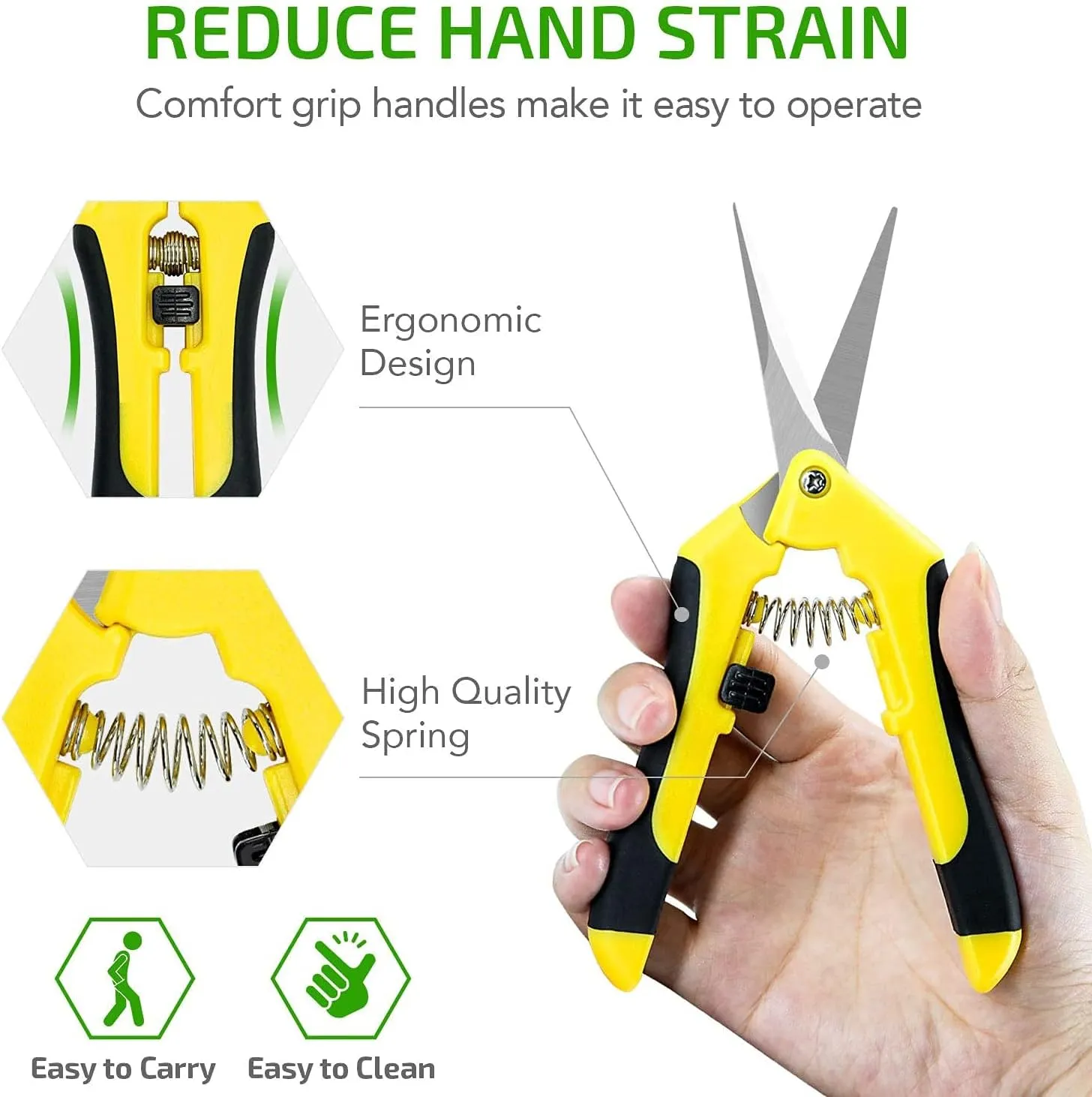 iPower 6.5 Inch Gardening Scissors Hand Pruner Pruning Shear for Gardening and Trimming, Heavy-Duty, Ultra Sharp Stainless Steel, Yellow, 10-Pack