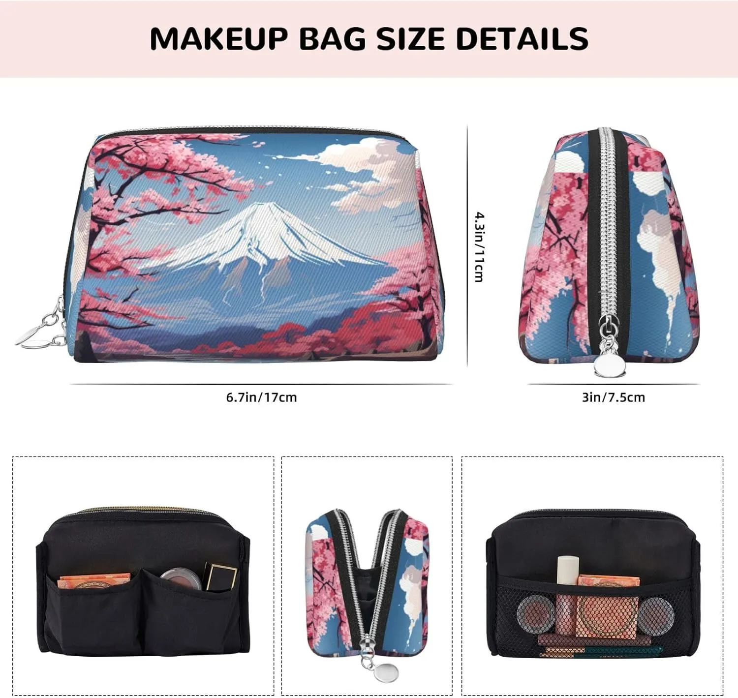 Japan Mount Fuji Landscape Travel-Ready Toiletry Bag, Compact Makeup Organizer For Women