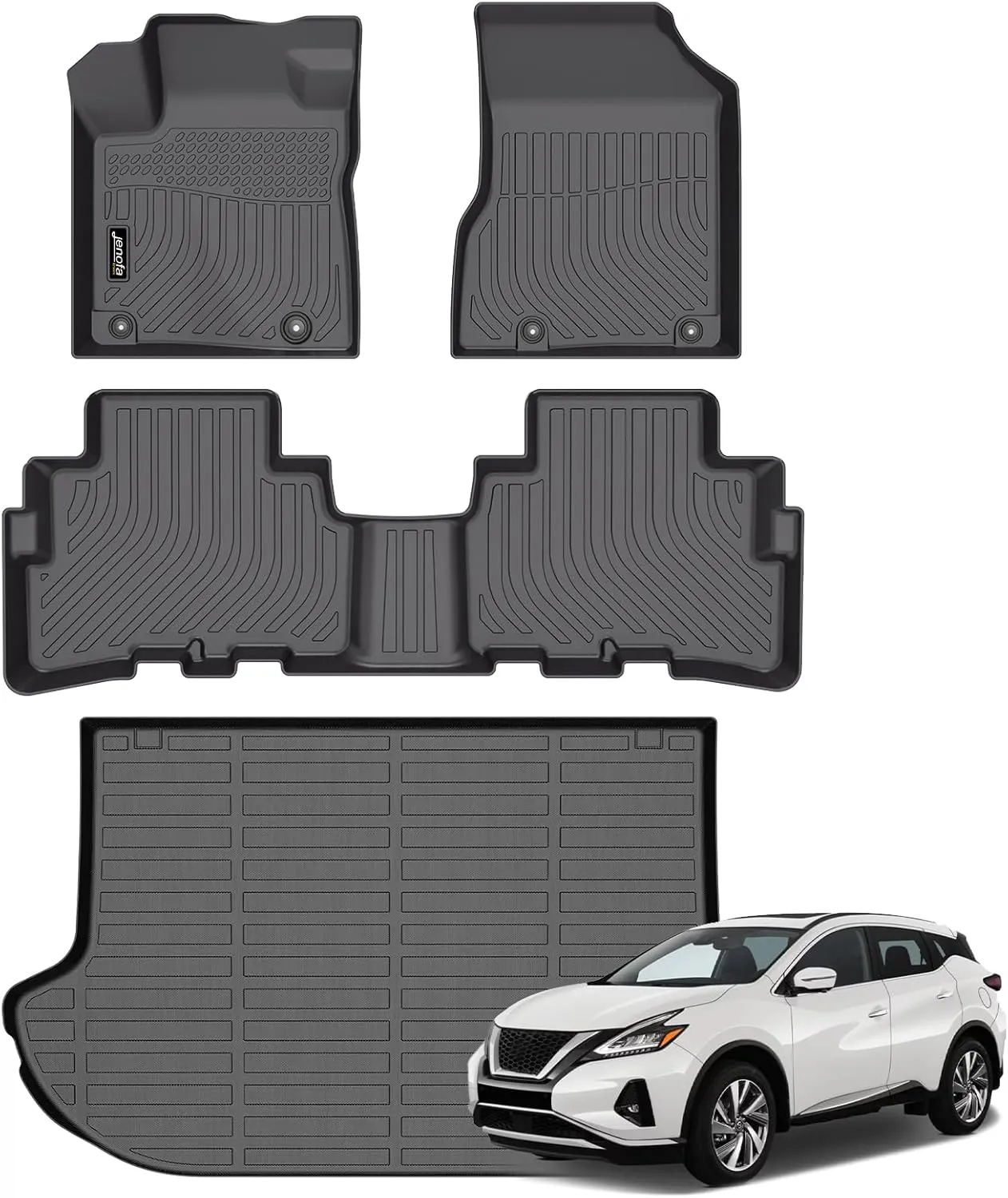 Jenofa-Car Floor Mats & Cargo Liner for Nissan Murano 2017.5-2024 Platinum | S | SL | SV | Midnight Edition All Weather Floor Mats Waterproof Durable Custom for Murano Accessories Black