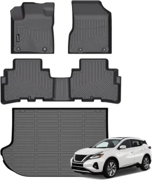 Jenofa-Car Floor Mats & Cargo Liner for Nissan Murano 2017.5-2024 Platinum | S | SL | SV | Midnight Edition All Weather Floor Mats Waterproof Durable Custom for Murano Accessories Black