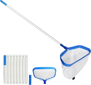 joyhalo Pool Skimmer Net with Pole, 2.5FT-10FT Adjustable Aluminum Pole & Fine Mesh Pool Net,Larger Capacity Skimmer nets for Cleaning Leaves, Debris