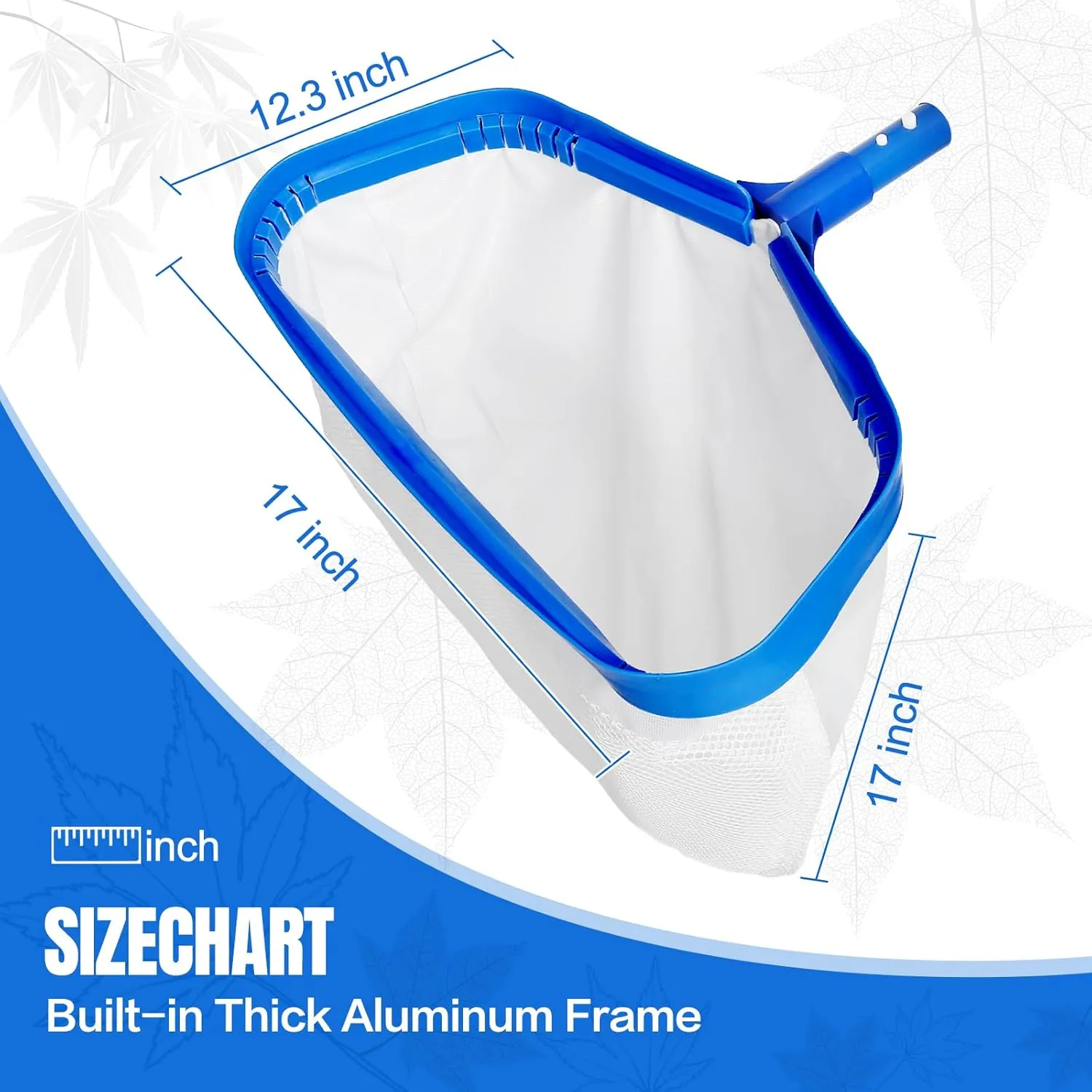 joyhalo Pool Skimmer Net with Pole, 2.5FT-10FT Adjustable Aluminum Pole & Fine Mesh Pool Net,Larger Capacity Skimmer nets for Cleaning Leaves, Debris