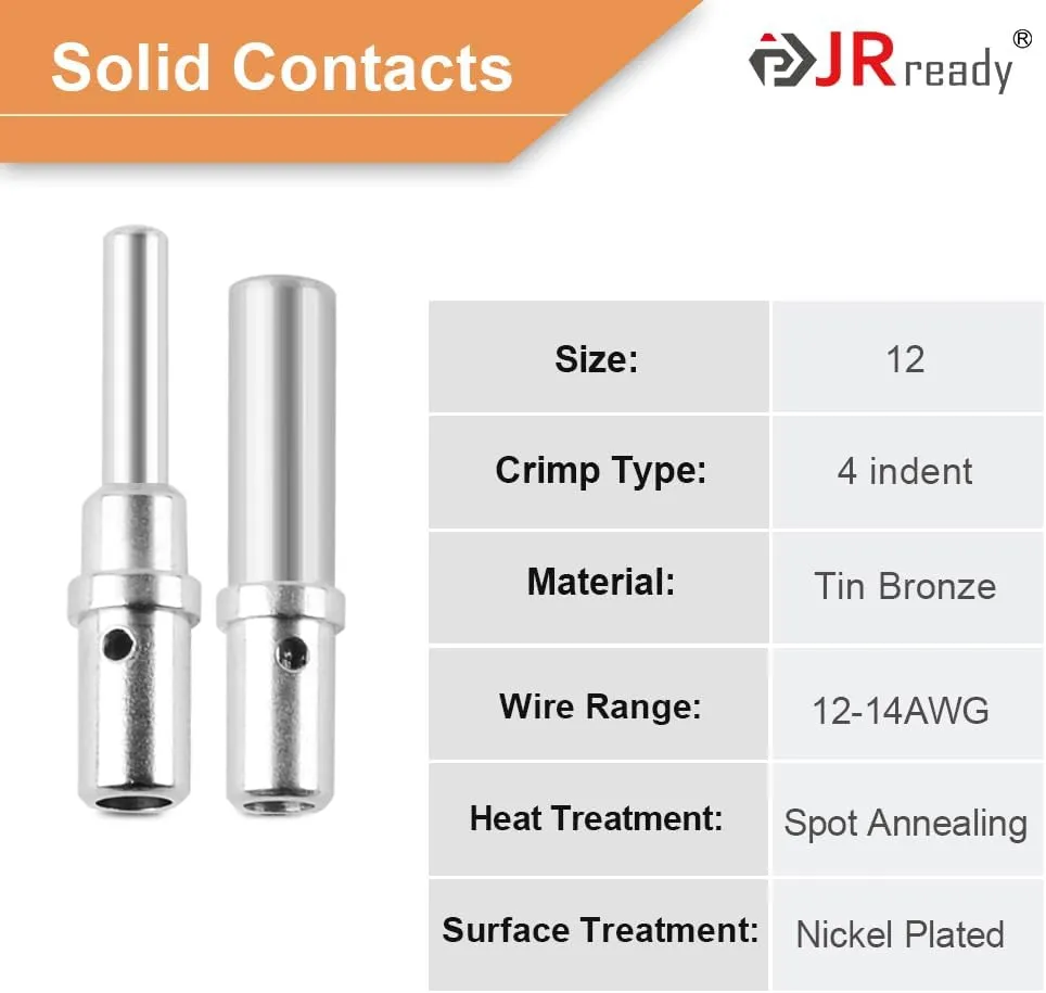 JRready ST6138 DTP Connector Kit 2Pin, DTP 12 Guage 14 Guage Waterproof Connector with Size 12 Solid Contact 12-14 AWG, 2 Sets