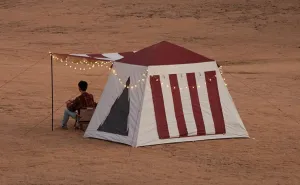 Kaimei Retro Striped Camping Tent - 6 Person Capacity, Quick Setup, Waterproof & UV Protection