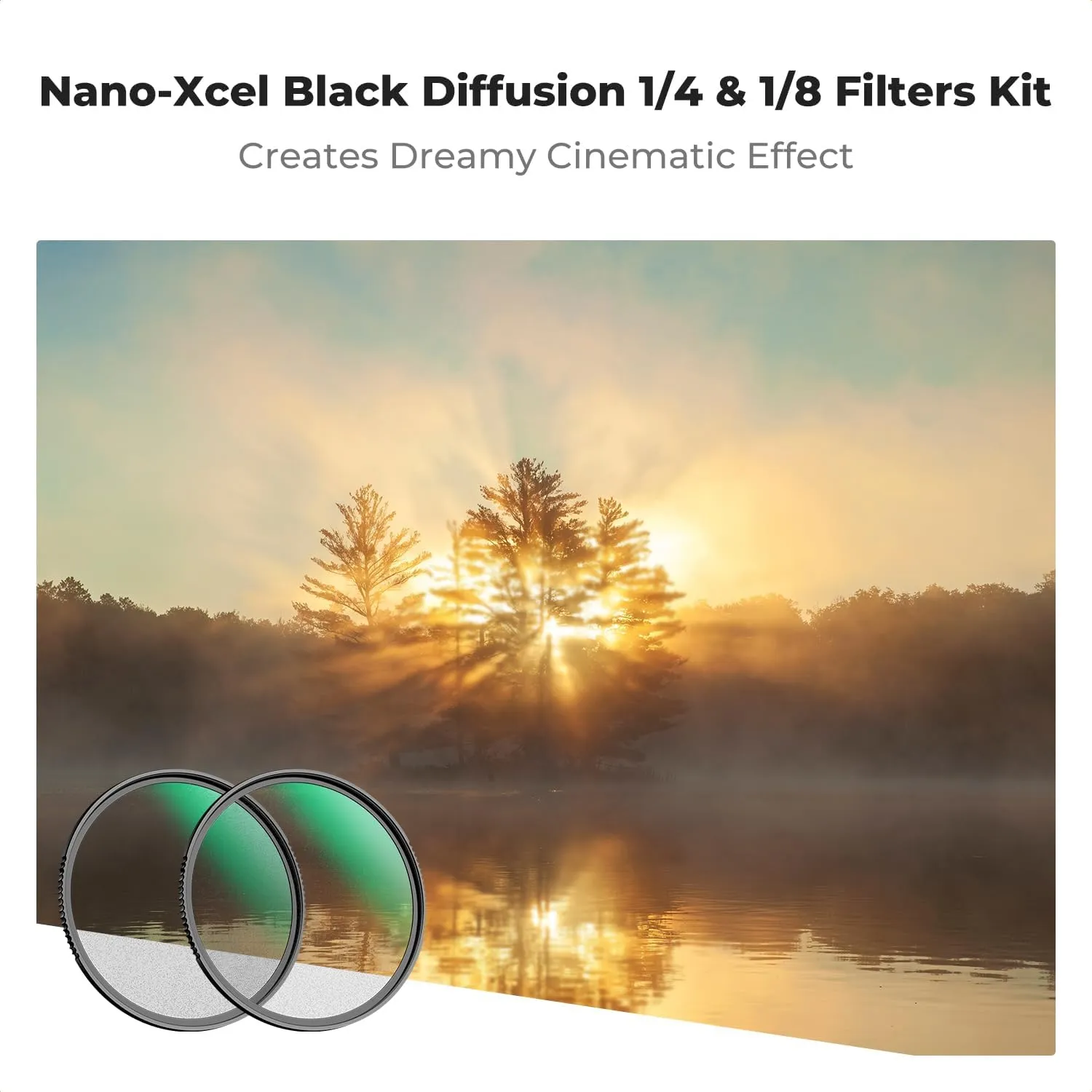 K&F Concept 49mm Black Diffusion 1/4 & 1/8 Lens Filter Kit (2 Pcs), Mist Cinematic Effect Filter for Vlog/Video/Portrait Image with 28 Multi-Layer Coated