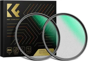 K&F Concept 49mm Black Diffusion 1/4 & 1/8 Lens Filter Kit (2 Pcs), Mist Cinematic Effect Filter for Vlog/Video/Portrait Image with 28 Multi-Layer Coated