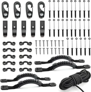 Kayak Carry Handle Rigging Kit -Kayak Canoe Carry Handles, 15 FT 6mm Elastic Bungee Cord Replacement Parts for Kayaks Canoes Boat Suitcase