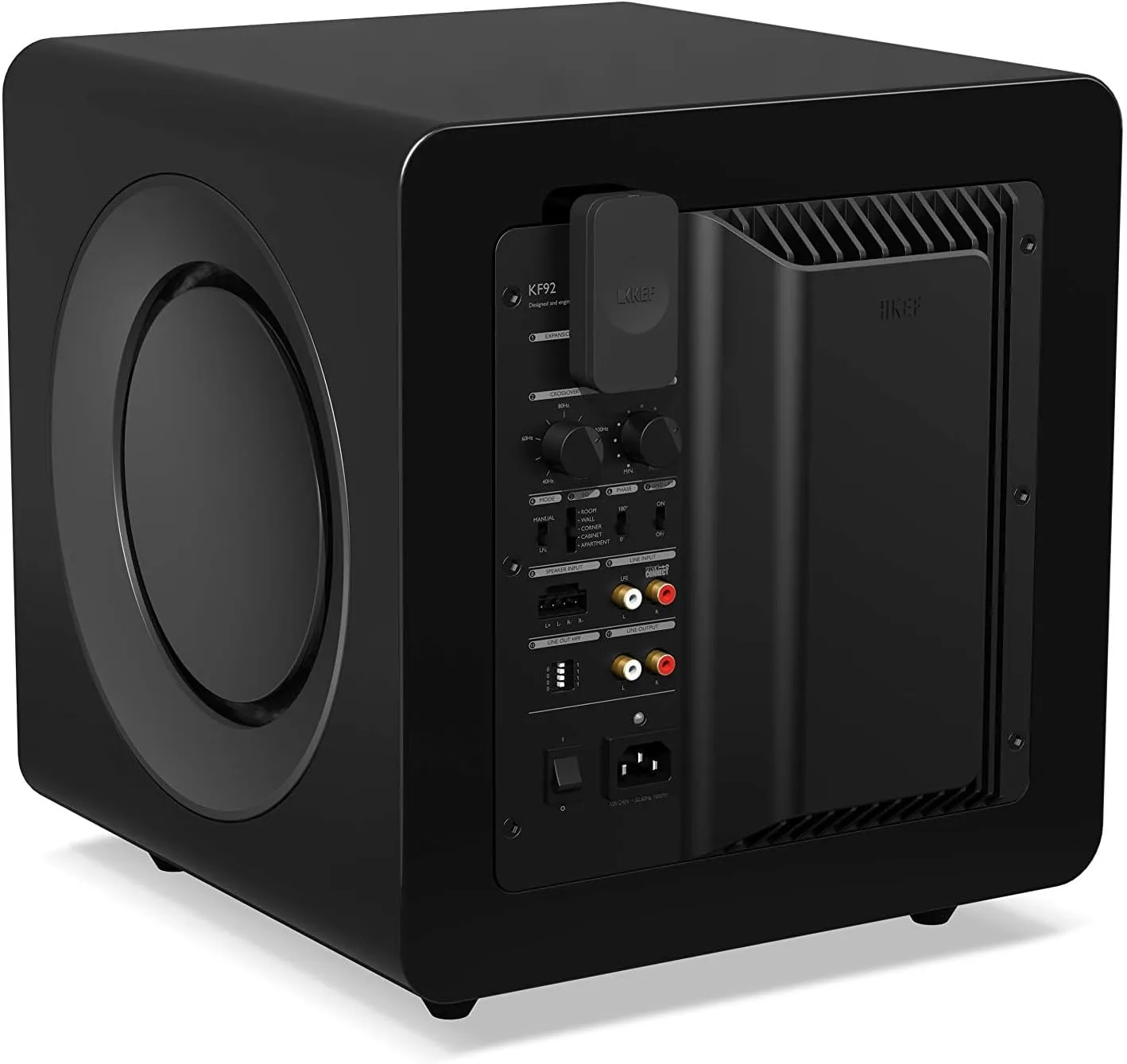 KEF KC62 Subwoofer & KW1TXRX Wireless Adapter Kit - Titanium Grey 1000W RMS Dual 6.5" Sub with 5GHz Wireless Transmitter & Receiver