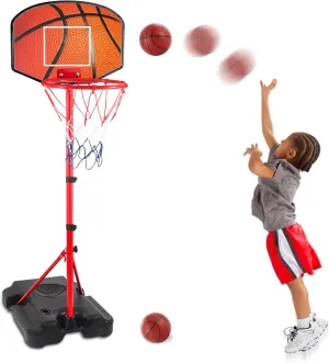 Kids Basketball Hoop for 1 2 3 4 5 6 Year Old Stand Adjustable Height 3.5ft-5.5ft Toddler Indoor Mini Basketball Hoops Goal Ball Games Toys for Girl Boy Age 1-3 2-4 3-5