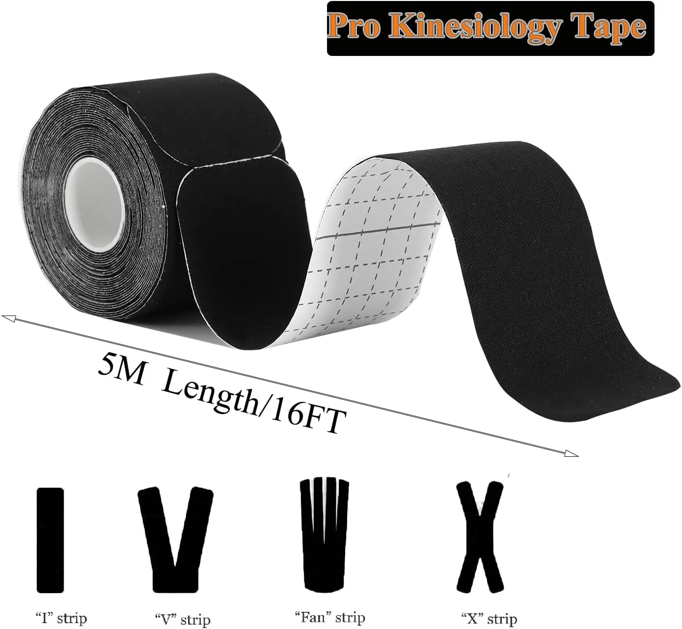 Kinesiology Tape Pro Athletic Sports Breathable Latex Free Tape for Ankle Knees Elastic Running Tennis Swimming Football Sports Activities Tapes(3 Rolls,60 Precut Strips Black)