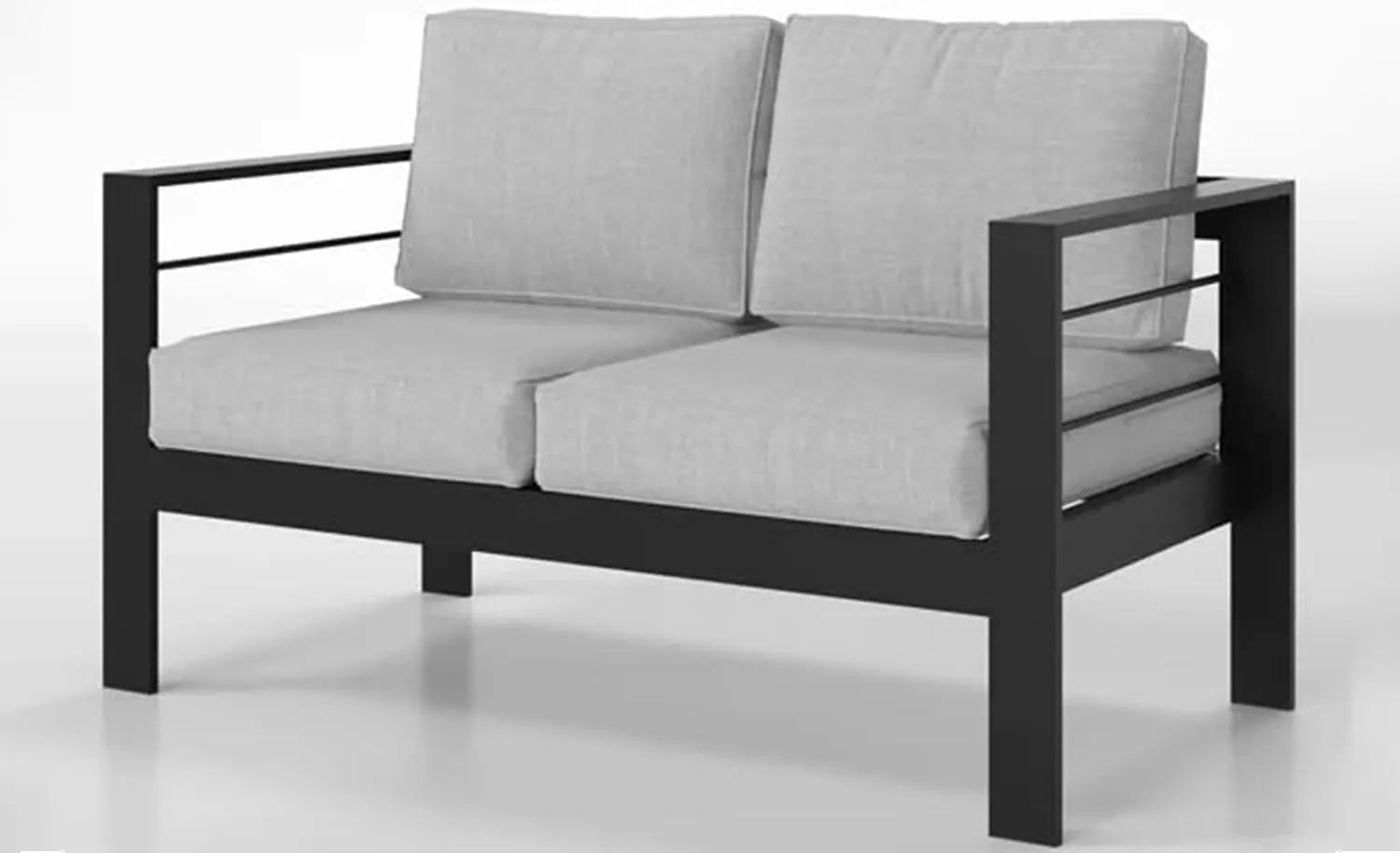 Kiss the Water Outdoor Patio Furniture Loveseat Sofa, All-Weather Metal Aluminum Patio Couch with 5" Thick and Soft Cushion and Wide Arm, Outdoor Couch for Balcony, Porch, Backyard