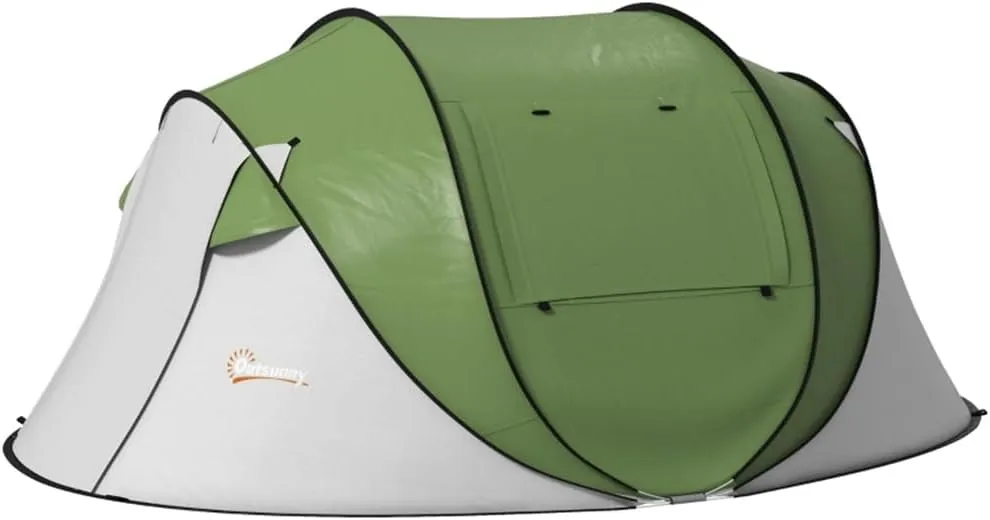 Large Family Camping Tent with Instant Setup & Waterproof Rainfly - 110"x82"x46" Green Shelter, Porch Area, Mesh Vents, Welded Floor, Carry Bag Included