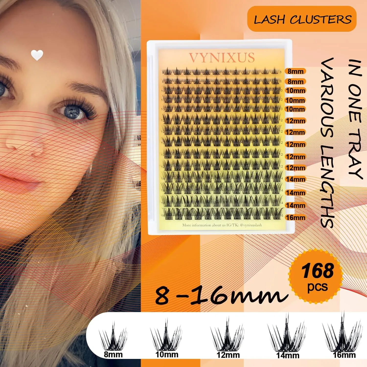 Lash Clusters Kit Wispy Eyelash Clusters DIY Lash Extension Kit with Lash Bond and Seal Waterproof Lash Glue Remover Tweezers Brush Cluster Eyelash Extensions Kit (Magic-0.07D-Mix8-16)