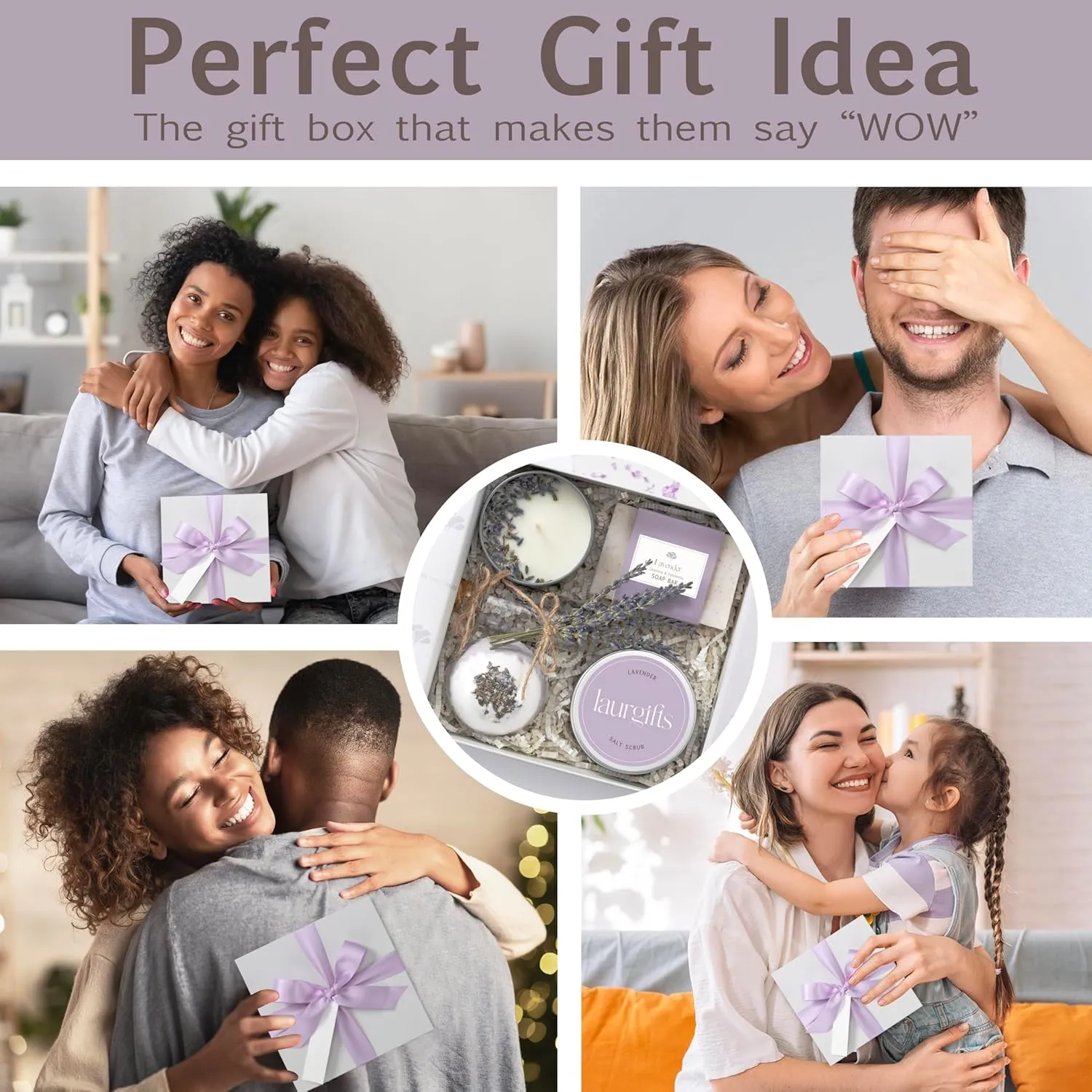 Lavender Spa Gift Baskets for Women – Scented Self Care Shower Essential - Elegant Kit for Mom, Wife, Sister, Friend - Body Bath Set - Aromatic Box for Occasions - Home Spa-Inspired