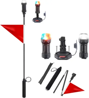 LED Battery Navigation Lights for Kayaks & Small Boats - Dual-Color (Red/Green) Bow/Stern Light Kit with Portable Folding Lamp Post (47 Inches)