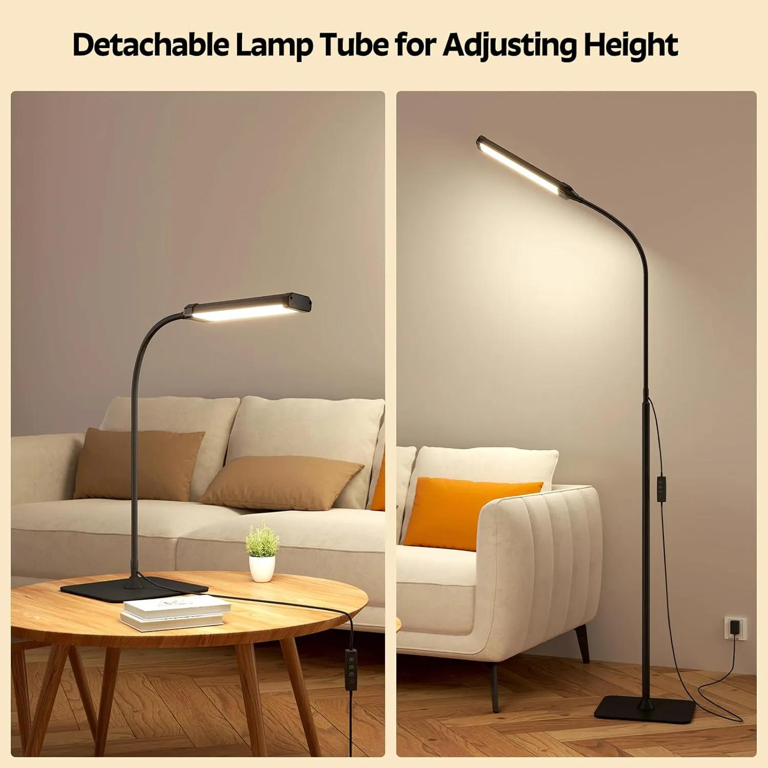 LED Floor Lamp, Reading Lamps Adjustable Stepless Colors & Brightness Gooseneck Standing Lamp, Nail Tech Lamp, Lash Light for Eyelash