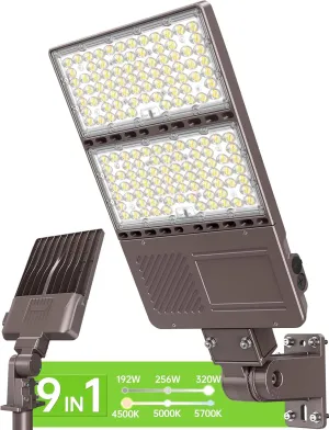 LED Parking Lot Light UL DLC Listed 320W 256W 192W Adjustable 4500K 5000K 5700K Tunable Up to 48000LM Photocell LED Shoebox Fixture Flood Pole Light Outdoor Field Lighting AC 100-277V