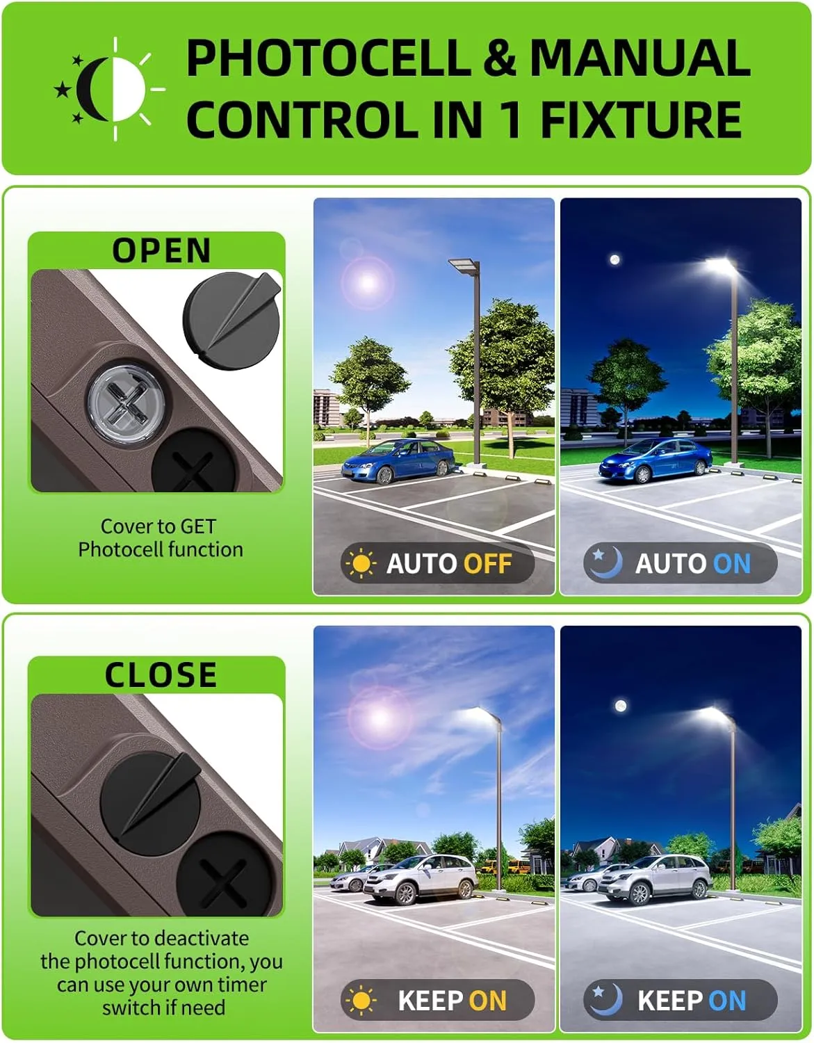 LED Parking Lot Light UL DLC Listed 320W 256W 192W Adjustable 4500K 5000K 5700K Tunable Up to 48000LM Photocell LED Shoebox Fixture Flood Pole Light Outdoor Field Lighting AC 100-277V