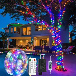 LED Running Lights, 520LED 175FT Plug in RGB, IP67 Waterproof Fairy Outdoor Beads with Remote, 12 Modes Decorative Rope Light for House Eave Patio Indoor Tree