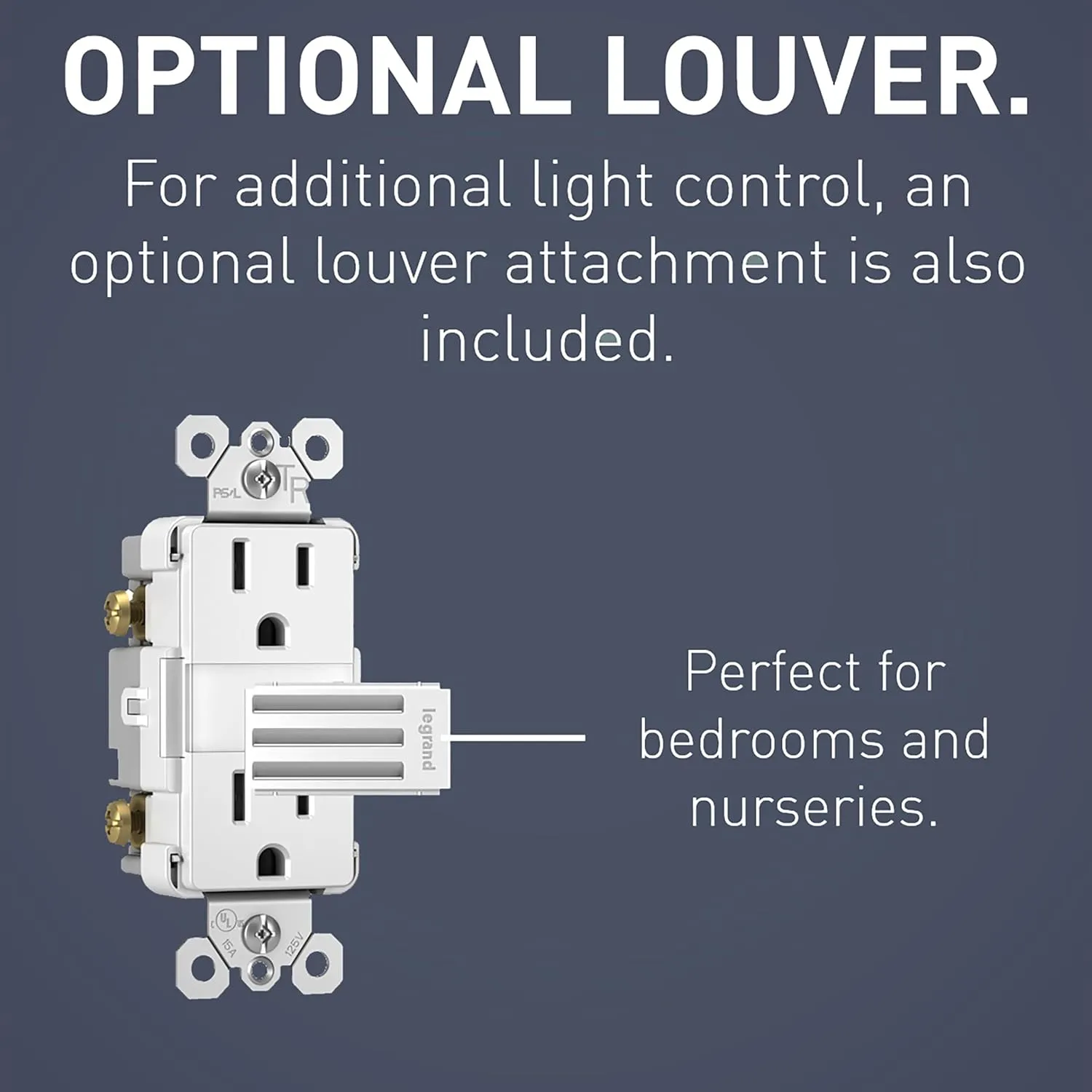 Legrand radiant Adjustable LED Night Light Outlet, Nightlight Electrical Outlets, Tamper Resistant, Safe for Kids, White, NTL885TRWCC6