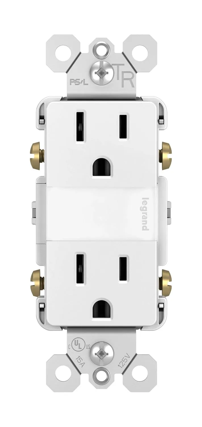 Legrand radiant Adjustable LED Night Light Outlet, Nightlight Electrical Outlets, Tamper Resistant, Safe for Kids, White, NTL885TRWCC6