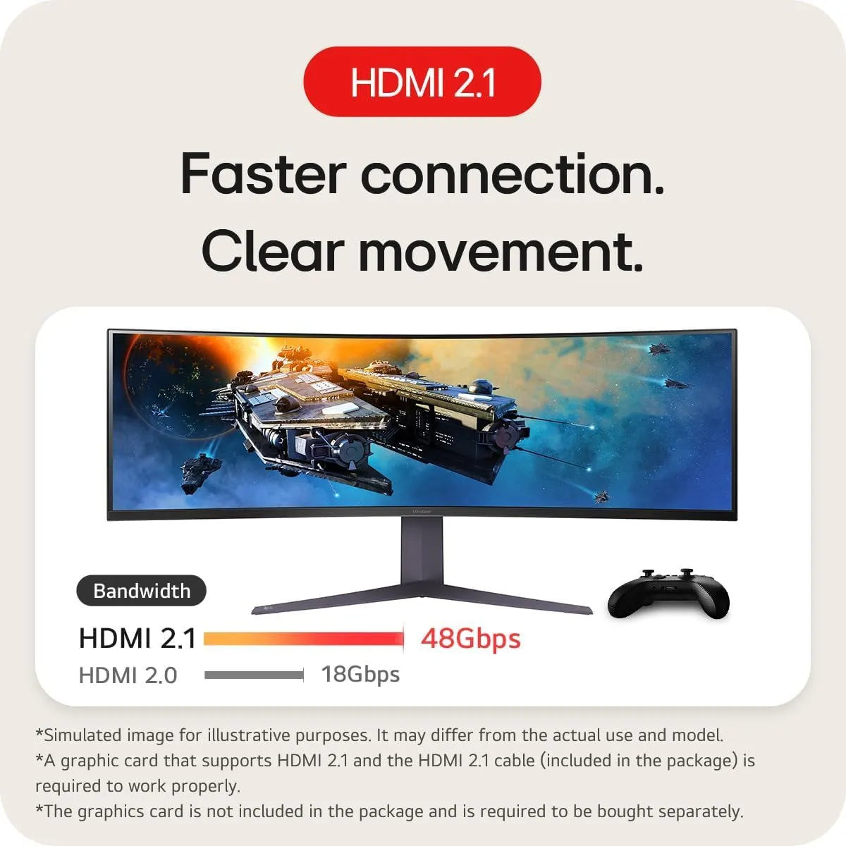 LG 45GR75DC-B Ultragear Curved Gaming Monitor 45-Inch 32:9 Dual QHD 1ms 200Hz VESA DisplayHDR 600 with DCI-P3 95% AMD FreeSync Premium Pro Enhanced Gaming GUI DTS HP:X 3-Way Adjustable Stand - Black