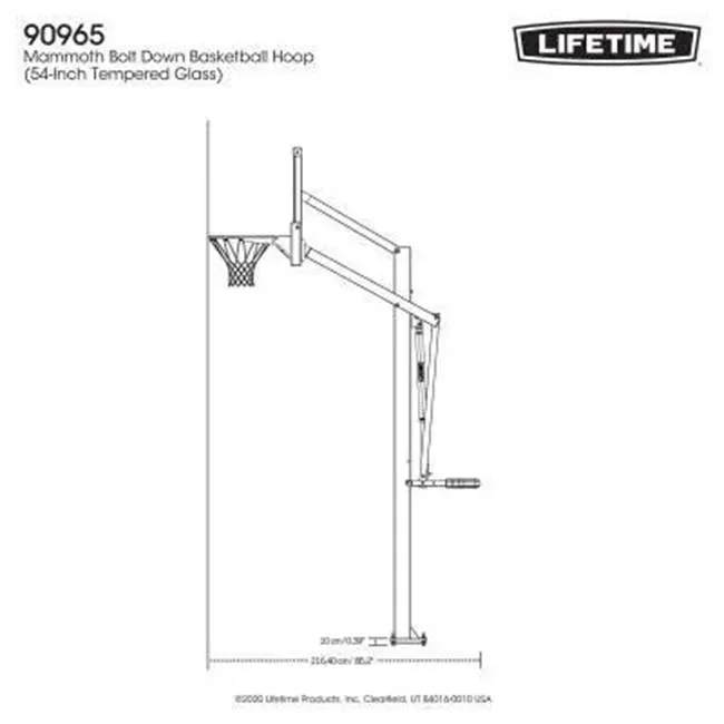 Lifetime 60" Mammoth Adjustable Tempered Glass Bolt-Down In-Ground Basketball Hoop