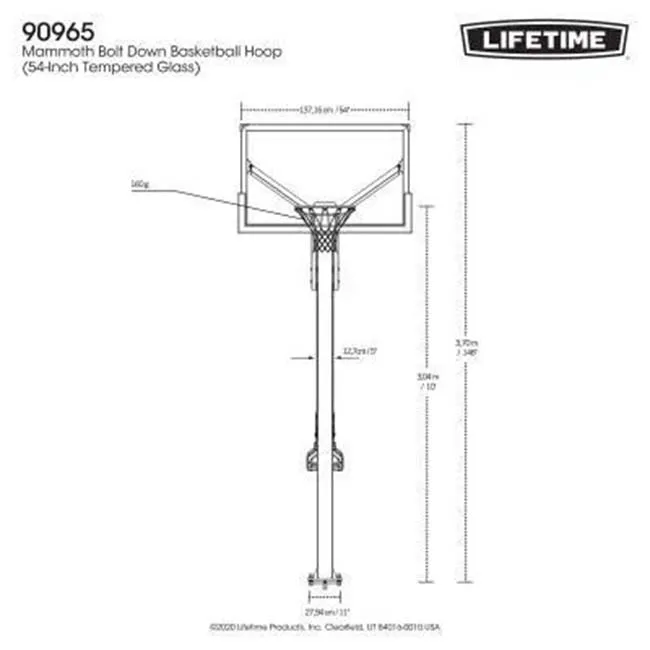 Lifetime 60" Mammoth Adjustable Tempered Glass Bolt-Down In-Ground Basketball Hoop