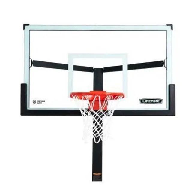 Lifetime 60" Mammoth Adjustable Tempered Glass Bolt-Down In-Ground Basketball Hoop