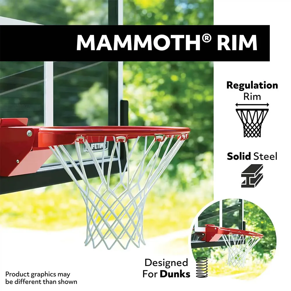 Lifetime 72" Mammoth Adjustable Tempered Glass Bolt-Down In-Ground Basketball Hoop