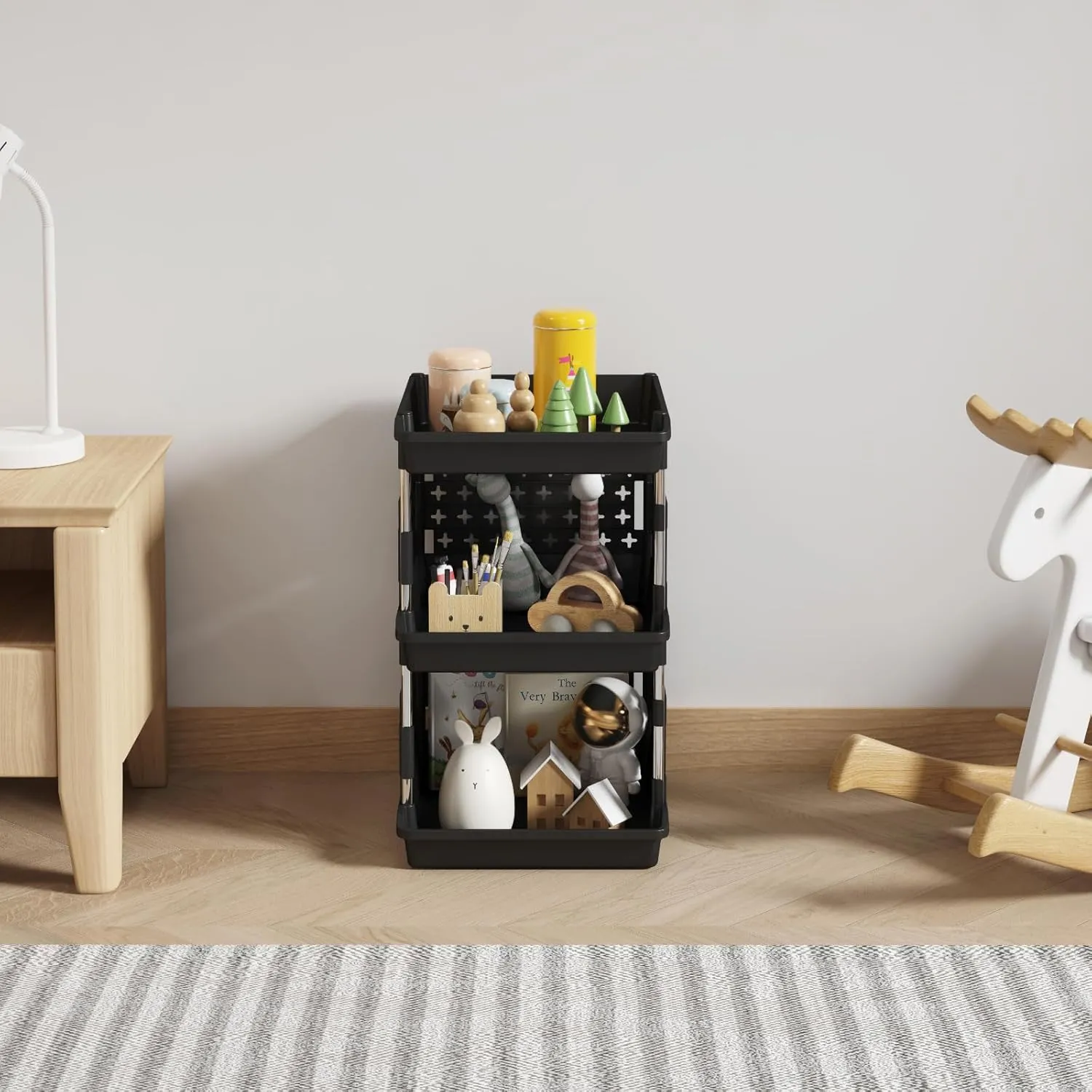 Lifewit Plastic Stackable Storage Baskets, 3 Tier Stacking Bins for Closet Wardrobe, Playroom, Kitchen Organization, Large Capacity Multi-Functional Stackable Storage Containers Shelves, 1 Pack