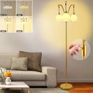 Lightdot 67IN Industrial Tree Floor Lamp, Dimmable (Brightness Adjustable) Mid Century Standing Lamps with E26 LED Bulbs Included, 3 Lights Gold Pole Modern Tall Lamp for Living Room Bedroom