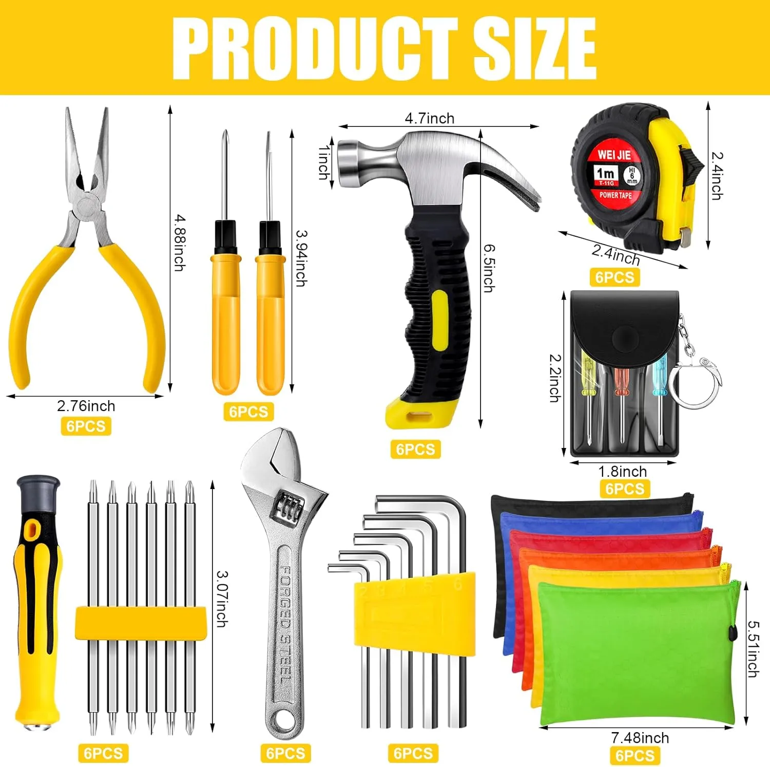 Lothee 114 Pieces Mini Operation Tool Kit Emergency Compact Tool Set with Storage Bag Mini Tape Screwdriver Keychain Double Screw Drive Bits Employee Gift Fathers Gifts Bulk for Men Dad (Cute Color)