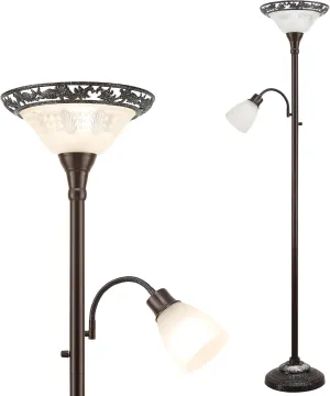 Luvkczc Victorian Floor Lamp for Living Room, 70" Elegant Standing Lamp with 2 Heads - Metal Pole & Heavy Base, Vintage Tall Corner Reading Light for Bedroom,Office No Bulbs