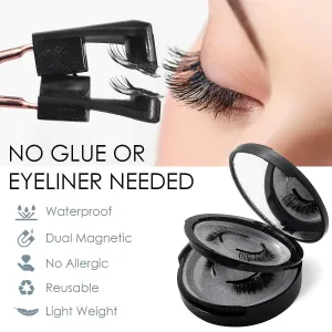 Magnetic Eyelashes, 3D Natural Look Dual Magnetic Lashes Kit with Applicator & Eyelash Comb, Light Weight & Waterproof & No Glue, 8 Count