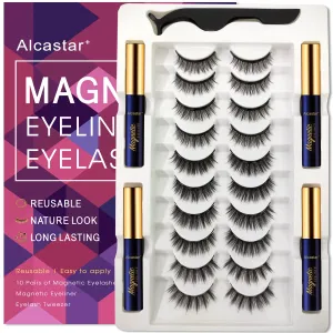 Magnetic Eyelashes with Eyeliner Kit - magnetic lashes and eyeliner - updated 3D natural looking,long-lasting,10 pairs KIT 011 ATZ1004A1 01 0