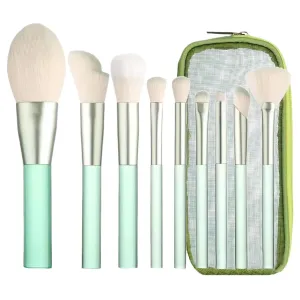 Makeup Brush Set with Organizer Bag, 9 Pcs Synthetic Premium Flat Foundation Brush,Concealer Blending Powder Contour Eyeshadow Eyeliner Brush,Birthday Gifts for Women