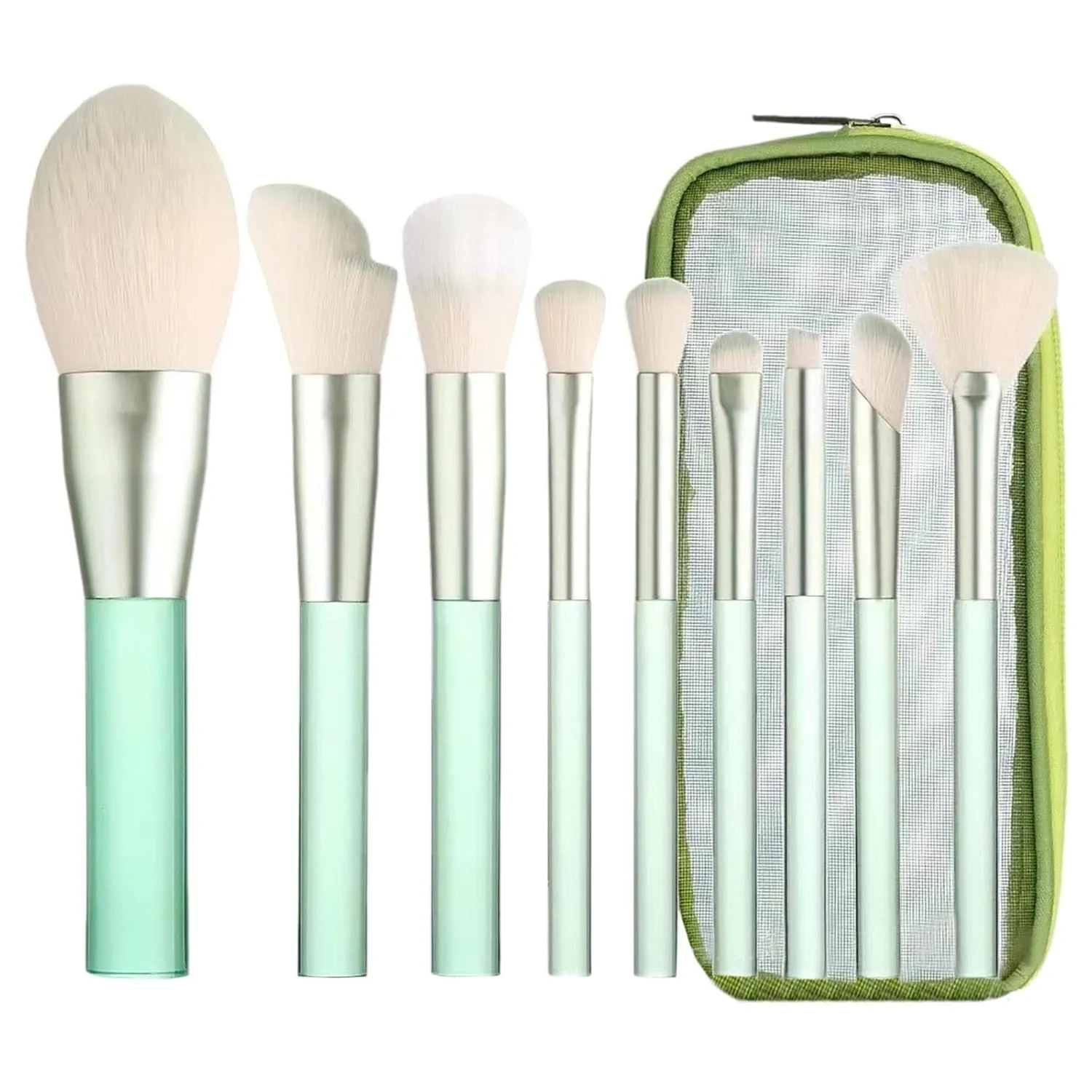 Makeup Brush Set with Organizer Bag, 9 Pcs Synthetic Premium Flat Foundation Brush,Concealer Blending Powder Contour Eyeshadow Eyeliner Brush,Birthday Gifts for Women