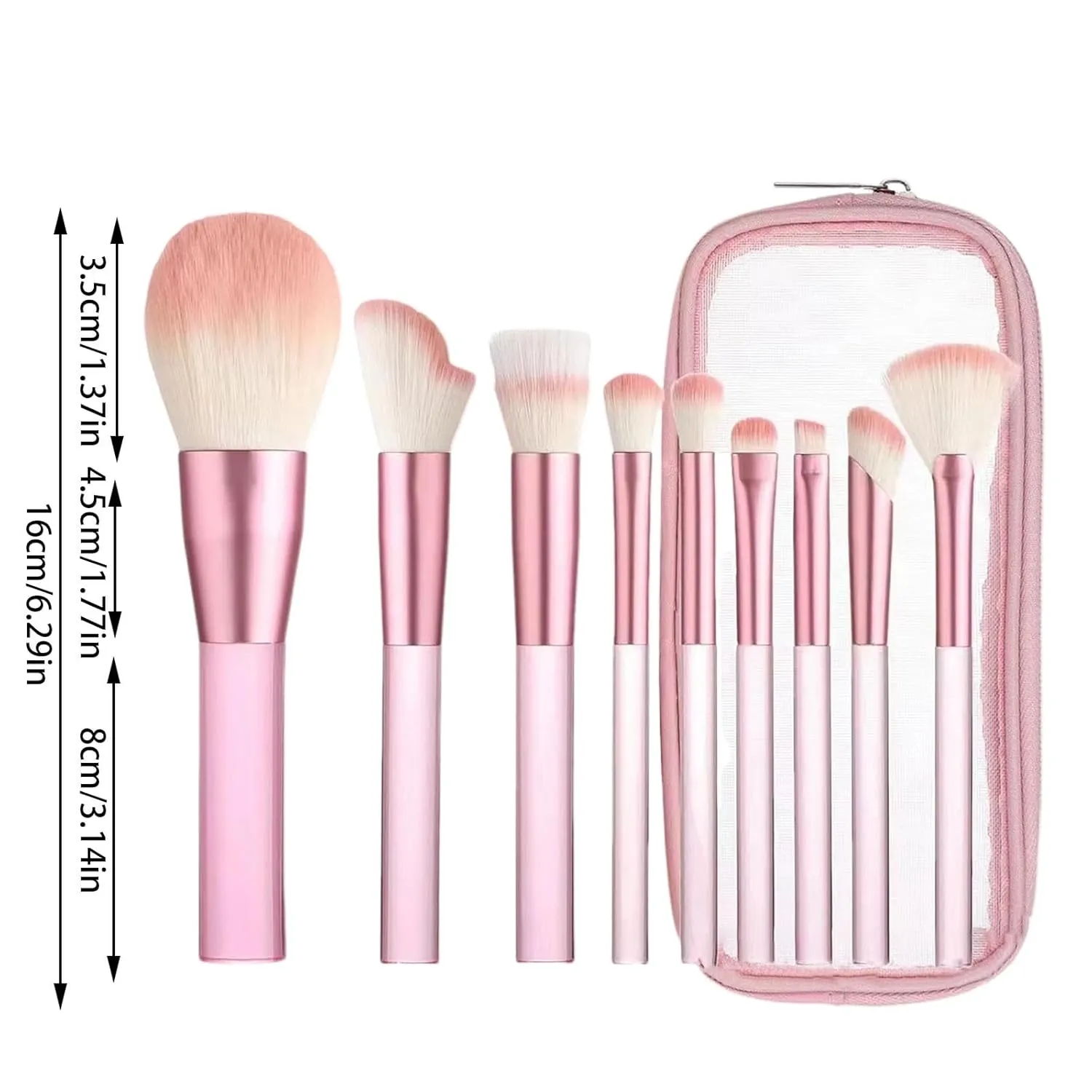 Makeup Brush Set with Organizer Bag, 9 Pcs Synthetic Premium Flat Foundation Brush,Concealer Blending Powder Contour Eyeshadow Eyeliner Brush,Birthday Gifts for Women