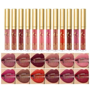 Makeup Matte Lipstick Lip Kit, 12 PCS Matte Liquid Lipstick Set Velvety Liquid Lipstick Waterproof Long Lasting Durable Nude Lip Gloss Beauty Cosmetics Set