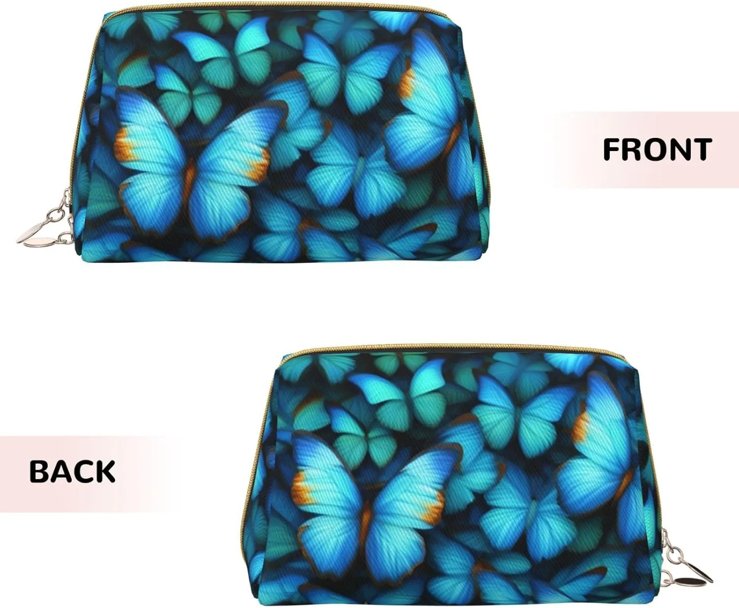 Many Blue Butterfly Toiletry Pouch, Travel-Friendly Makeup Organizer For Makeup Brushes, Lipsticks