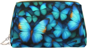 Many Blue Butterfly Toiletry Pouch, Travel-Friendly Makeup Organizer For Makeup Brushes, Lipsticks