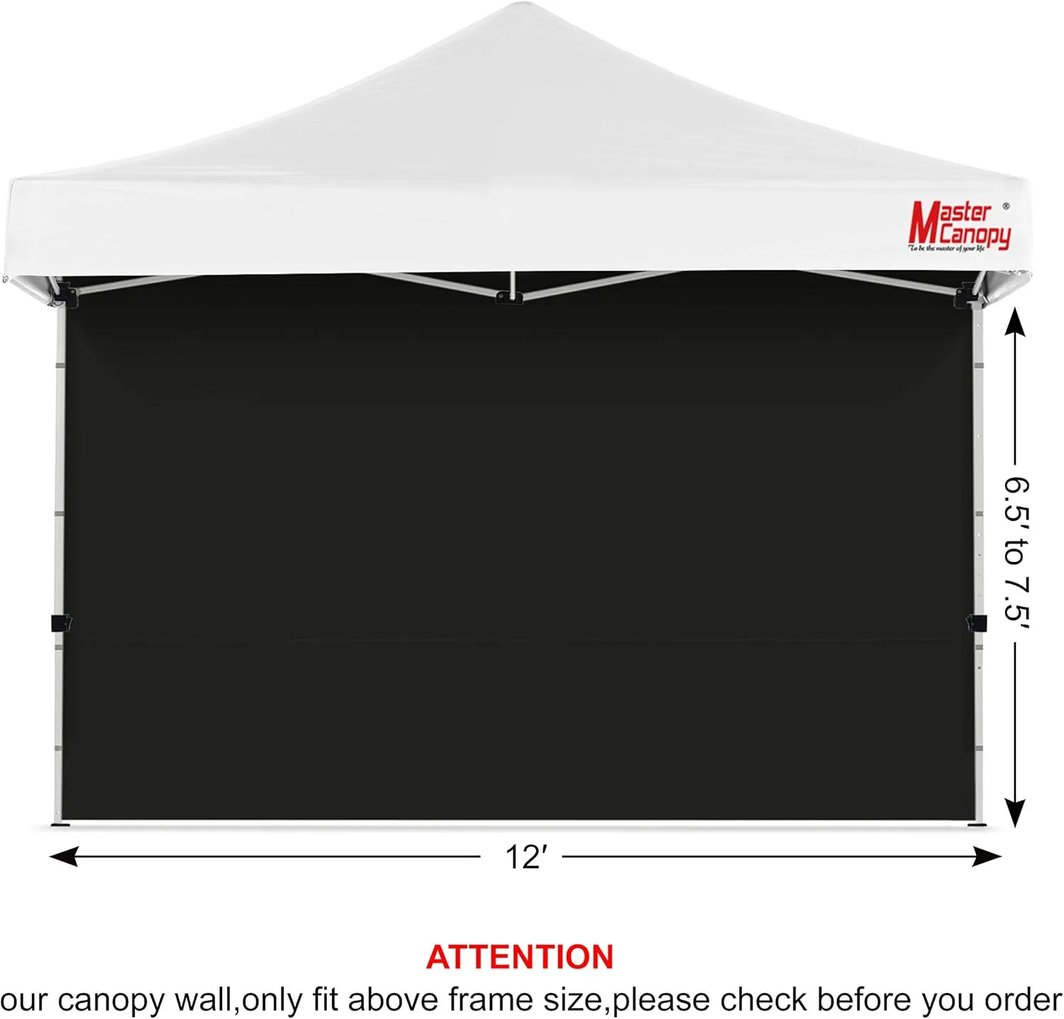MASTERCANOPY Instant Canopy Tent Sidewall for 12x12 Pop Up Canopy, 1 Piece, Black