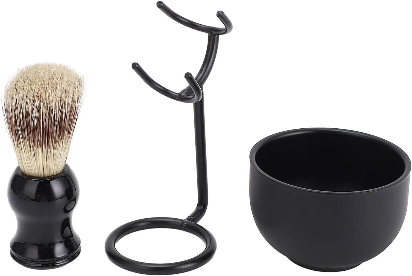 Men ' s Shaving Soap Bowl Stand Brush Set | Beard Grooming Kit for Barbershop/Home/Travel | Foam Boosting Synthetic Fibers | ABS   Stainless Steel Construction